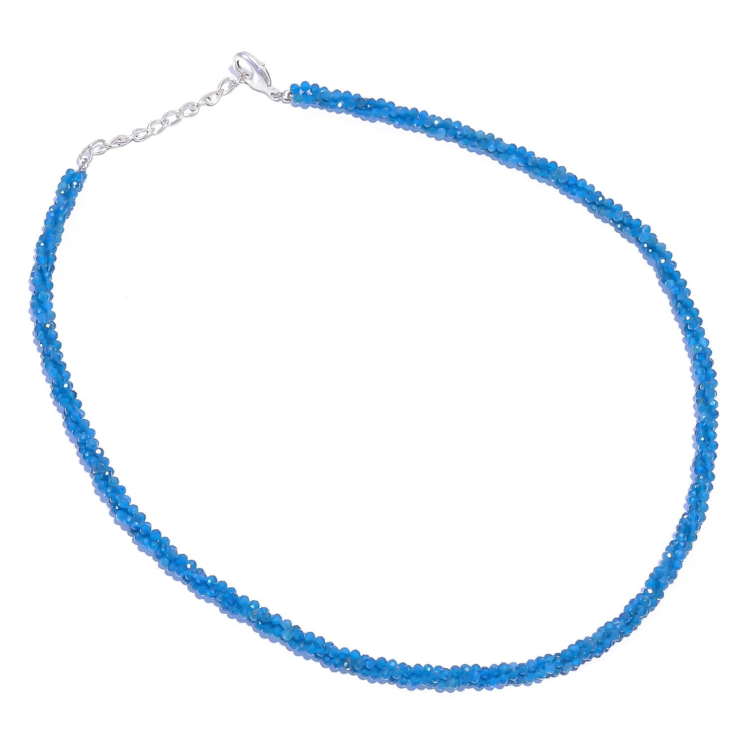 Natural White  Neyon Apatite Beaded Fine Gemstone Necklace 