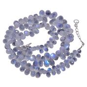 Natural White  Rainbow Moonstone Beaded Fine Gemstone Necklace 