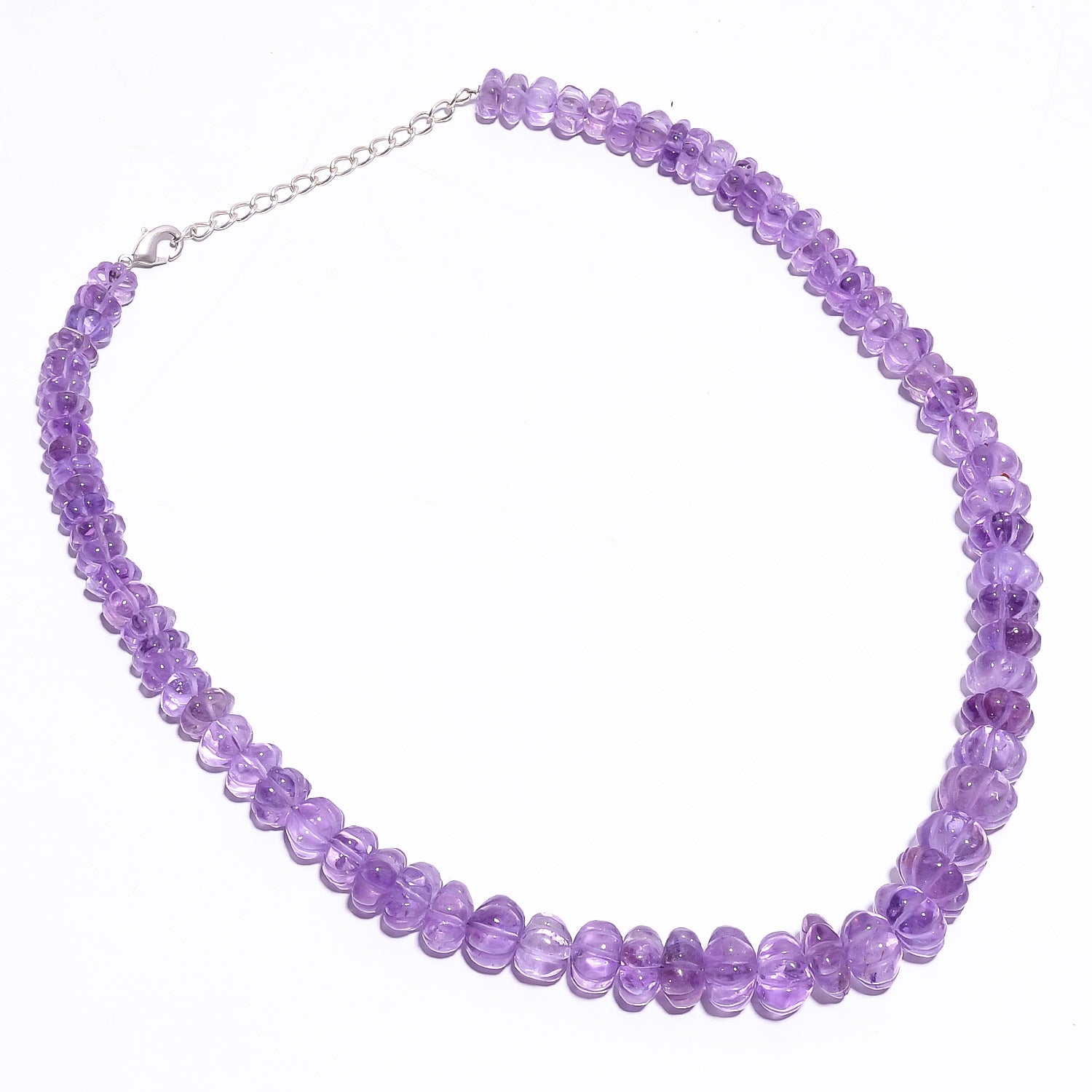 Natural Purple Amethyst Beaded Fine Gemstone Necklace 