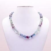 Natural White   Fluorite Beaded Fine Gemstone Necklace 