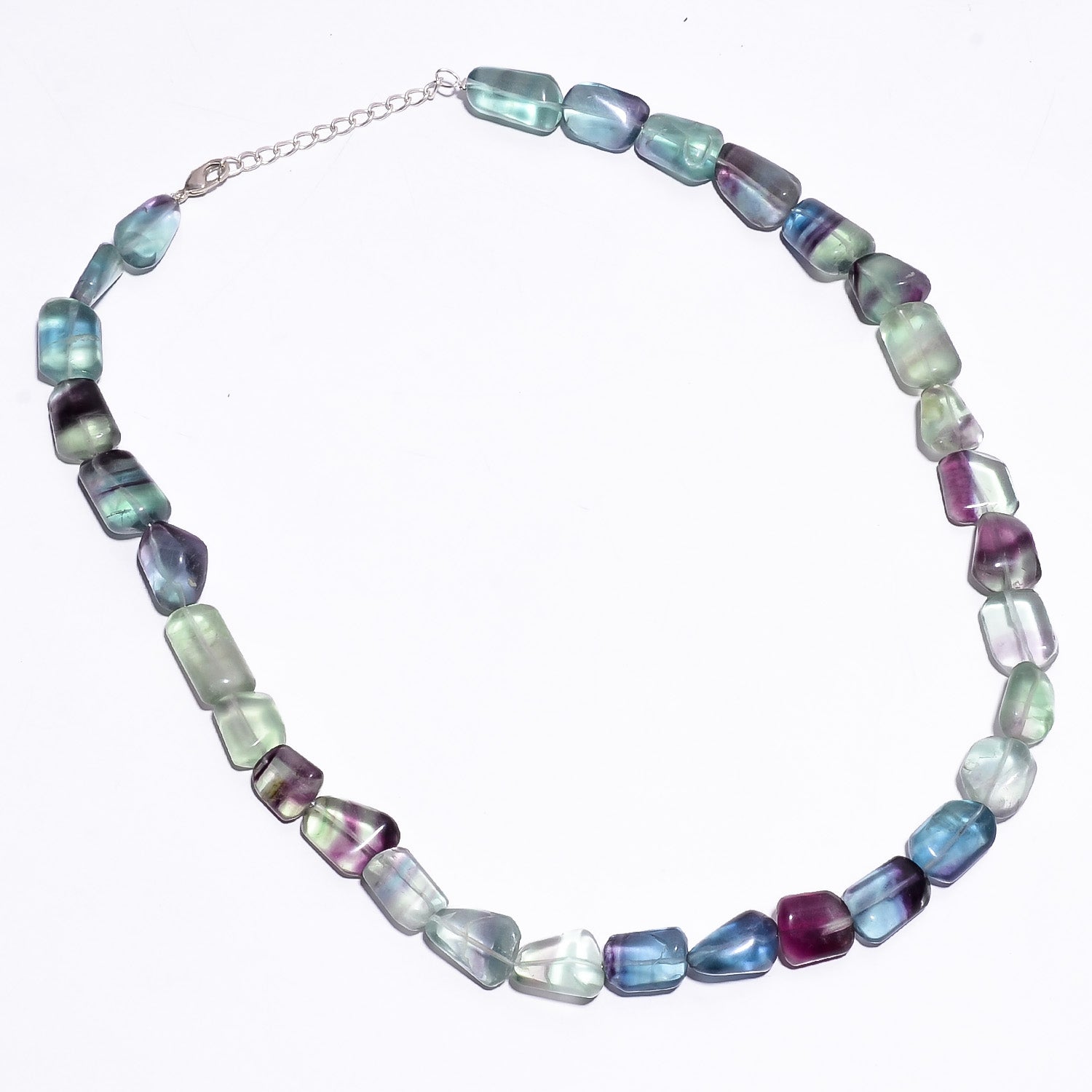 Natural White   Fluorite Beaded Fine Gemstone Necklace 