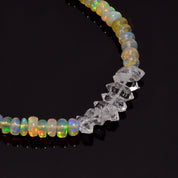 Natural White Ethiopian Opal Beaded Fine Gemstone Bracelet 