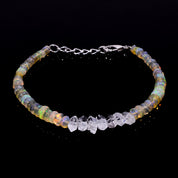 Natural White Ethiopian Opal Beaded Fine Gemstone Bracelet 