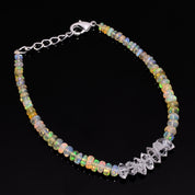 Natural White Ethiopian Opal Beaded Fine Gemstone Bracelet 