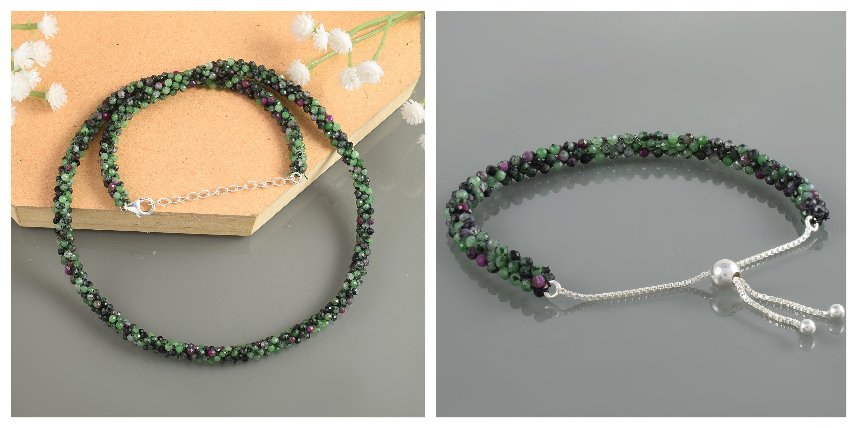 Handcrafted Woven Beaded Silver Necklace & Bracelet - Elegant Jewelry for Every Occasion