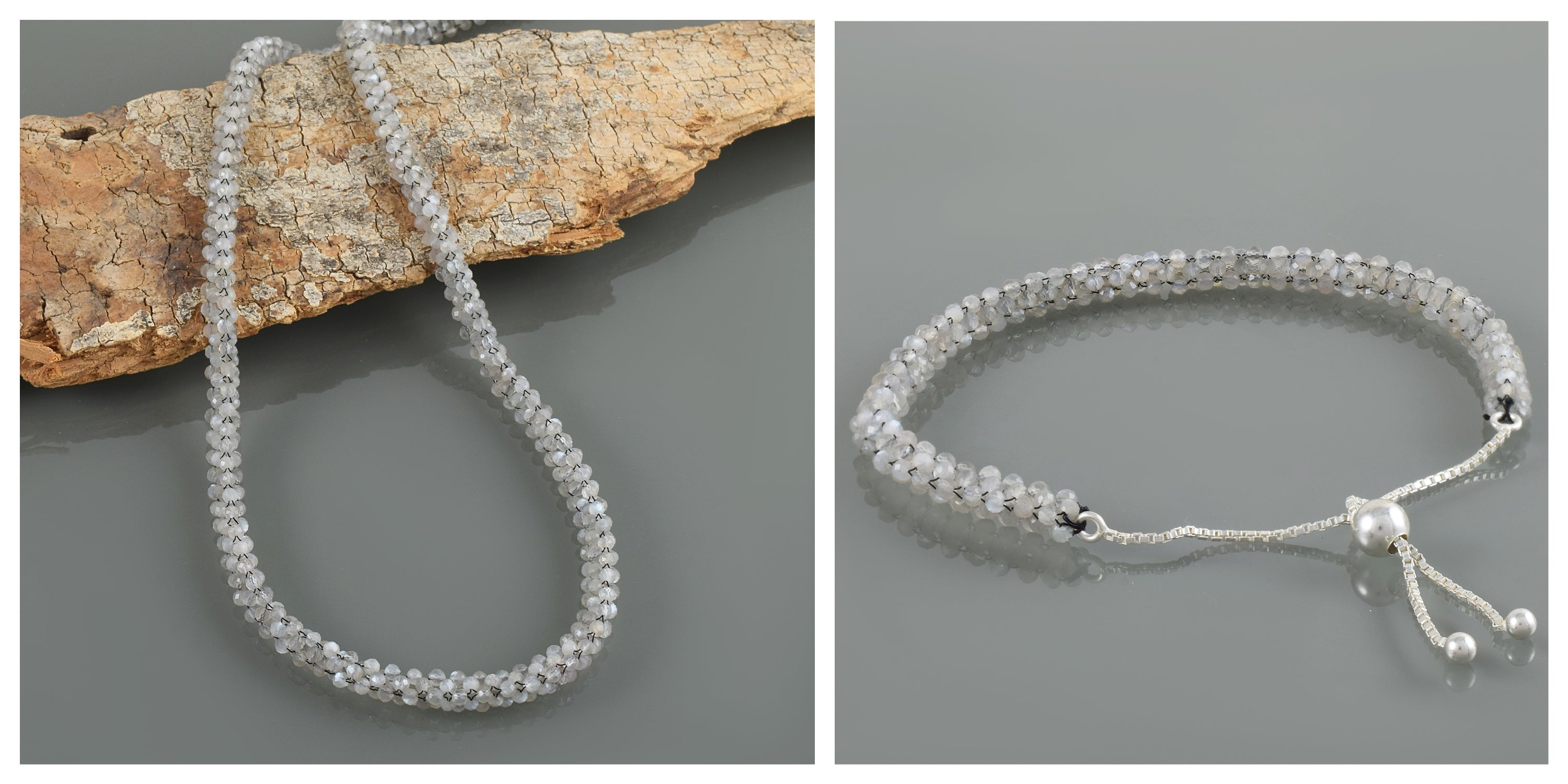 Artisan Woven Beaded Silver Necklace and Bracelet Collection - Perfect Birthstone Gift Ideas